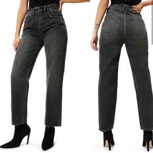 NWT Good American ‘90s Duster High Rise Straight Leg Black Jeans Size 6/28 $149